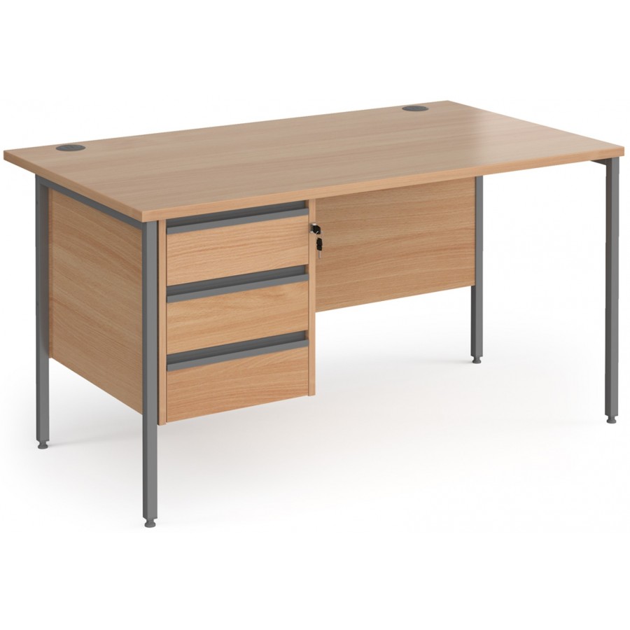 Harlow Straight Desk with 3 Drawer Pedestal